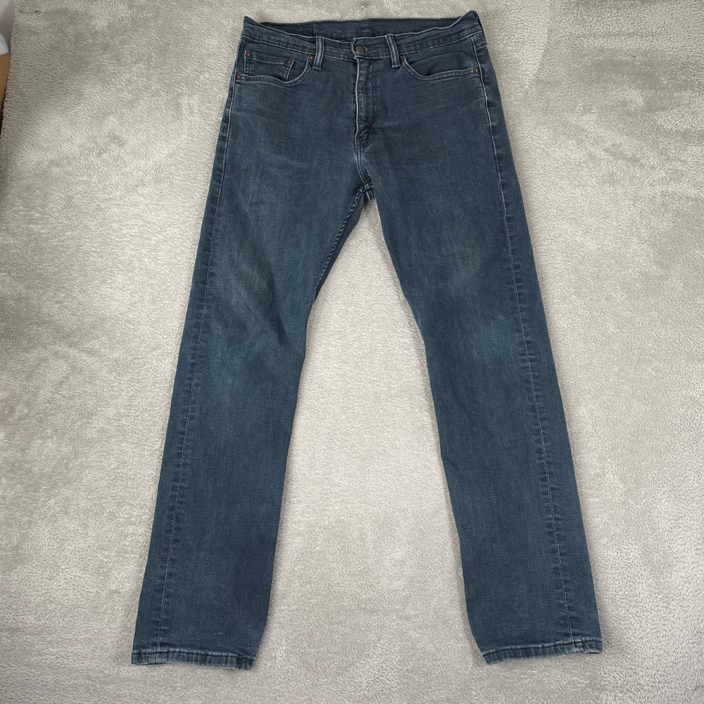 Levi's 505 Jeans Mens 33x32 Dark Blue Regular Fit Straight Leg Stretch Denim
